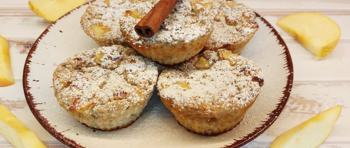 Fehérjés almás pite muffin recept MyProtein almás pite ízű instant zabkásából